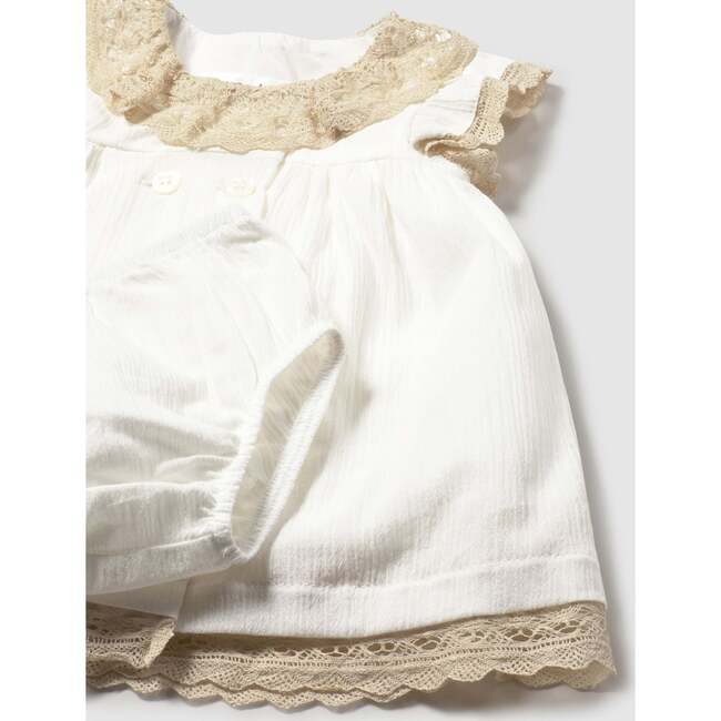 Baby Dress With Lace Trim, White - Dresses - 3