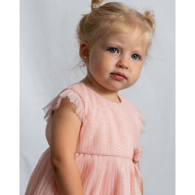 Baby Dress With Glitter Bow, Pink - Dresses - 4