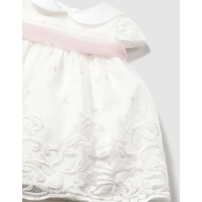 Baby Dress With Embroidered Skirt, White - Dresses - 3