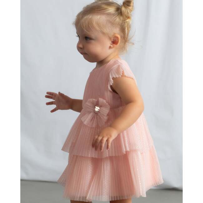 Baby Dress With Glitter Bow, Pink - Dresses - 5