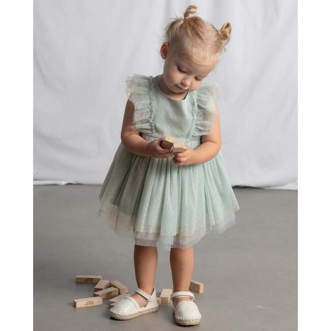 Baby Dress With Matching Headband, Green - Dresses - 4