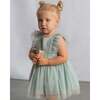 Baby Dress With Matching Headband, Green - Dresses - 5