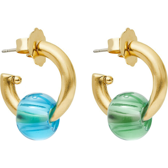 Jolly Hoops, Blue & Green - Earrings - 1