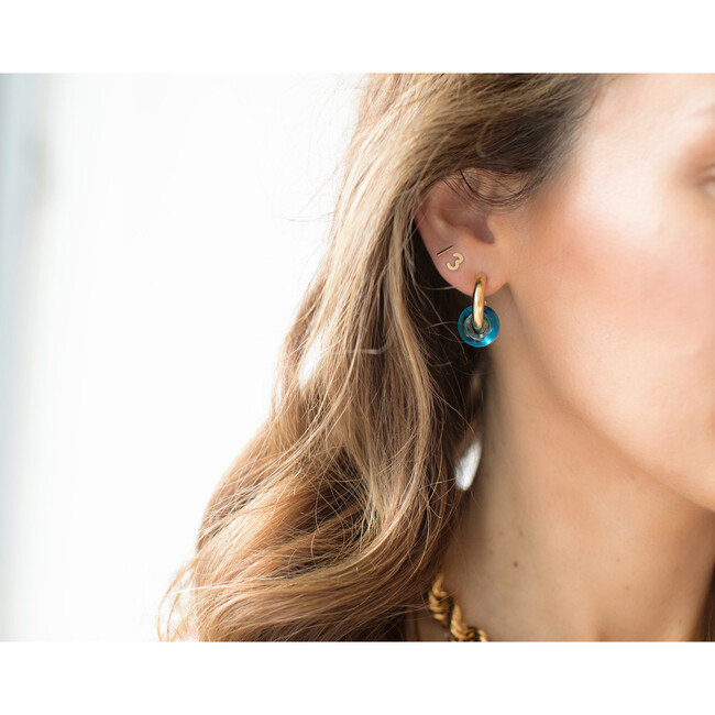 Jolly Hoops, Blue & Green - Earrings - 2