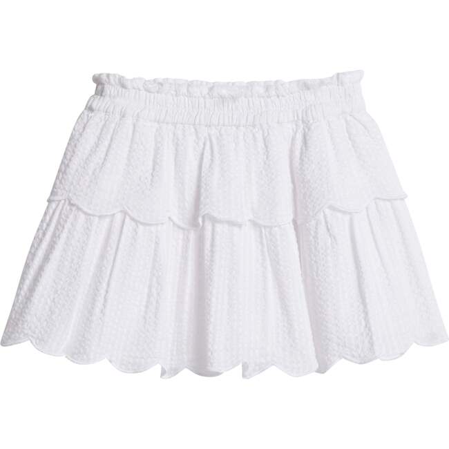 Tiered Skort, White Seersucker