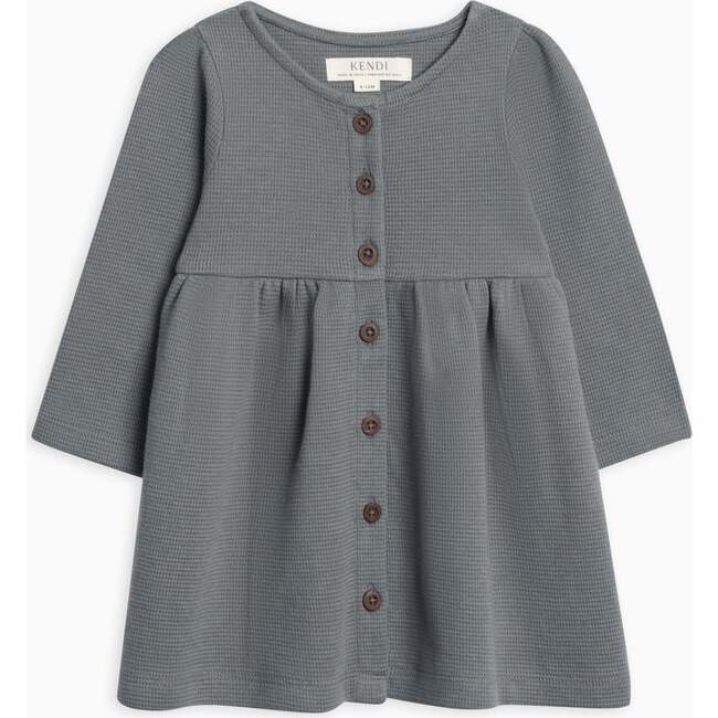 Arden Waffle Knit Button Front Dress Agave - Dresses - 1