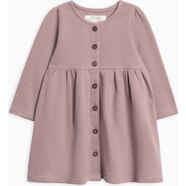 Arden Waffle Knit Button Front Dress Purple - Dresses - 1