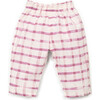 Window Pane Print Woven Pants, Ivory and Bubblegum - Pants - 1 - thumbnail