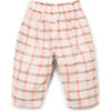 Window Pane Print Woven Pants, Pink and Olive - Pants - 2