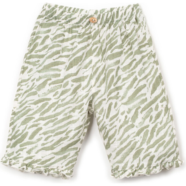 Woven Animal Print Pants, Olive