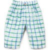 Window Pane Print Woven Pants, Blue and Green - Pants - 1 - thumbnail