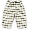 Window Pane Print Woven Pants, Olive - Pants - 1 - thumbnail