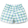 Window Pane Print Woven Shorts, Blue and Green - Shorts - 2