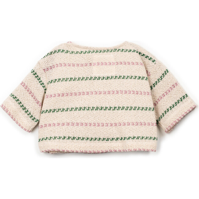 Textured Striped Quarter Sleeve Sweater, Multicolor
