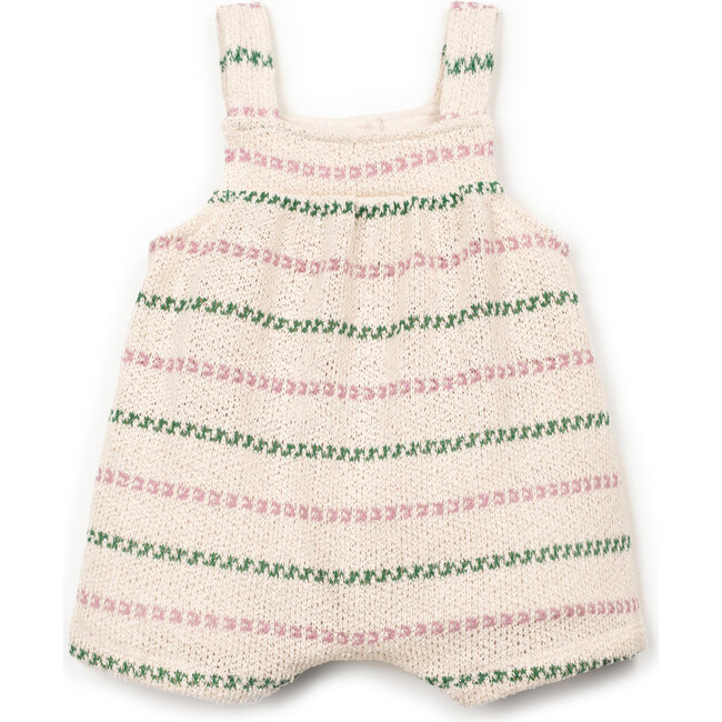 Textured Striped Short Romper, Multicolor