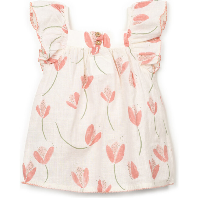 Tulip Print Woven Dress, Ivory