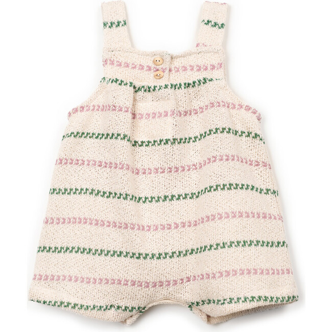Textured Striped Short Romper, Multicolor