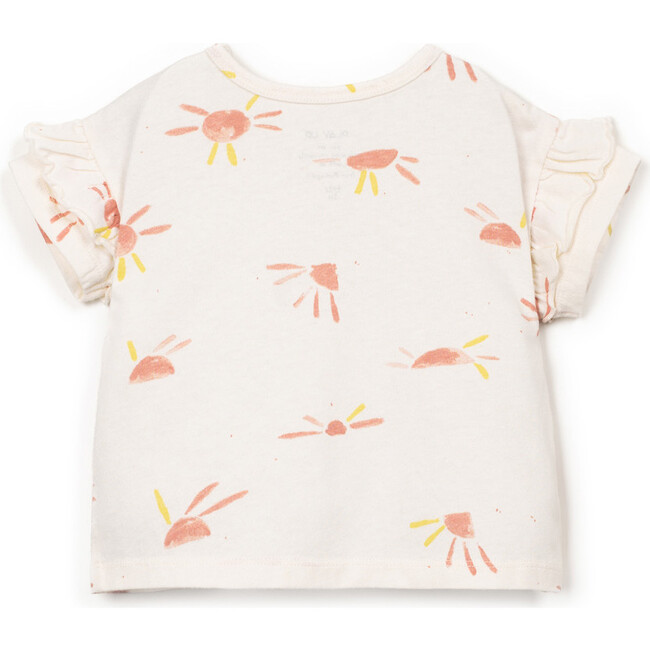 Sun Print Flutter Sleeve T-Shirt, Cream