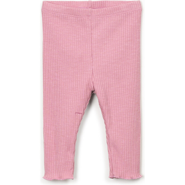 Ribbed Lettuce Edged Leggings, Bubblegum