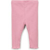 Ribbed Lettuce Edged Leggings, Bubblegum - Leggings - 1 - thumbnail