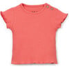 Ribbed Lettuce Edged T-Shirt, Grapefruit - T-Shirts - 1 - thumbnail