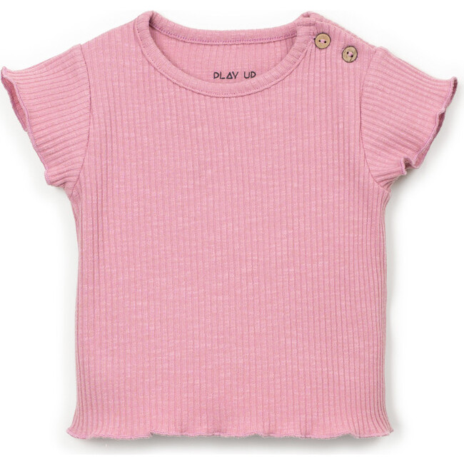 Ribbed Lettuce Edged T-Shirt, Bubblegum