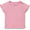 Ribbed Lettuce Edged T-Shirt, Bubblegum - T-Shirts - 1 - thumbnail