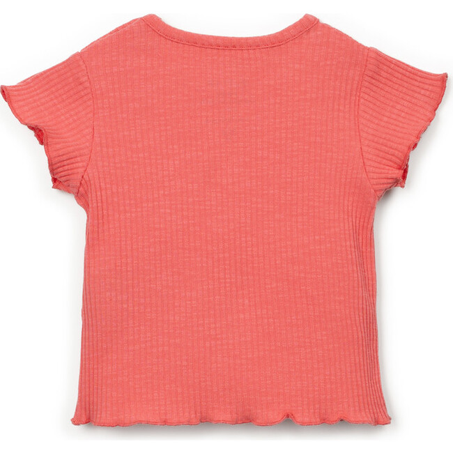 Ribbed Lettuce Edged T-Shirt, Grapefruit