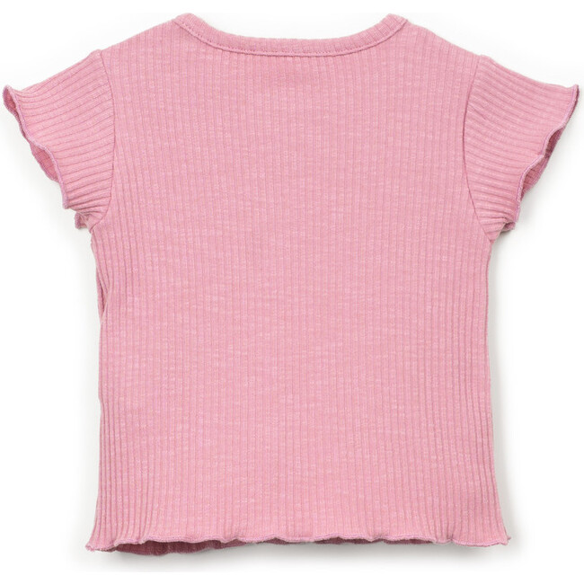 Ribbed Lettuce Edged T-Shirt, Bubblegum