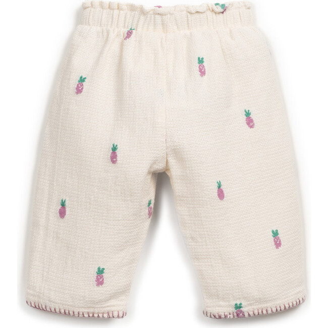 Pineapple Embroidered Pants, Cream