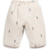 Pineapple Embroidered Pants, Cream - Pants - 2