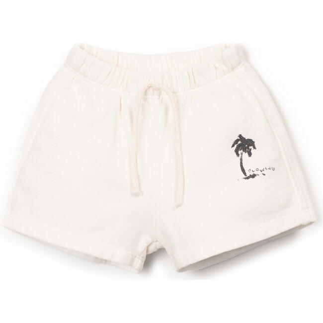 Palmtree Print Sweat Shorts, Ivory