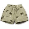 Palmtree Print Woven Shorts, Beige - Shorts - 1 - thumbnail