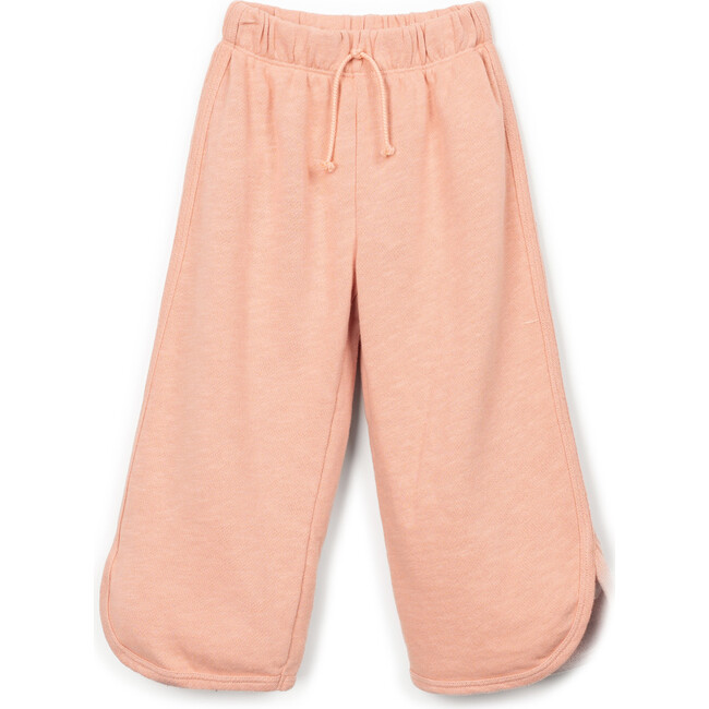 Curved Hem Wide Legged Sweatpants, Peach