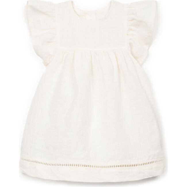 Flutter Sleeve Linen Dress, Ivory