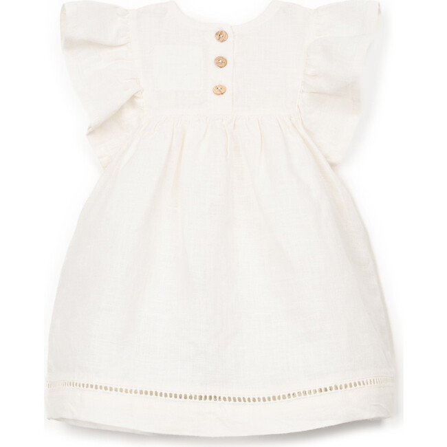 Flutter Sleeve Linen Dress, Ivory
