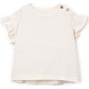 Flutter Sleeve Jersey T-Shirt, Ivory - T-Shirts - 1 - thumbnail