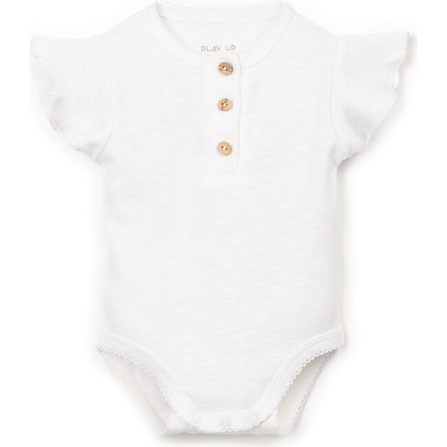 Flutter Sleeve Bodysuit, White