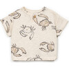 Crab Print Jersey T-Shirt, Beige - T-Shirts - 1 - thumbnail