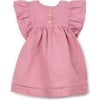 Flutter Sleeve Linen Dress, Bubblegum - Dresses - 2 - thumbnail