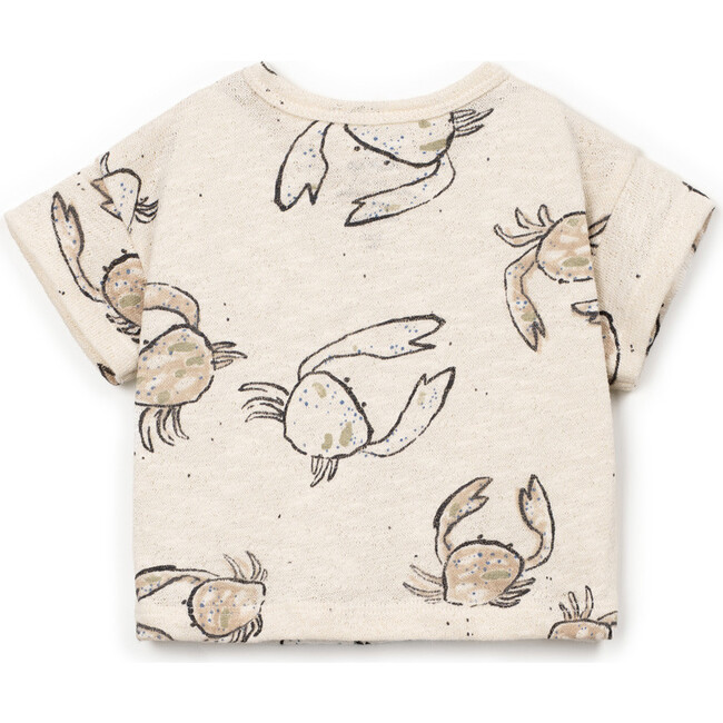 Crab Print Jersey T-Shirt, Beige