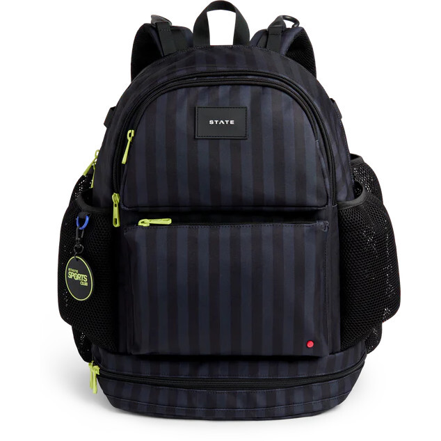 Shea Baseball Backpack, Black Grey Striped