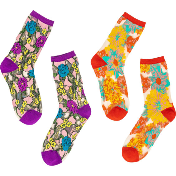Garden Party Sheer Floral Socks Bundle