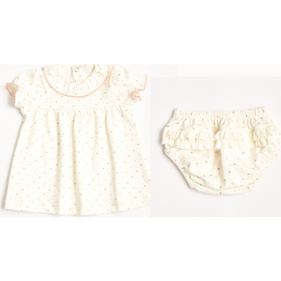 Heart Print Dress, Ivory