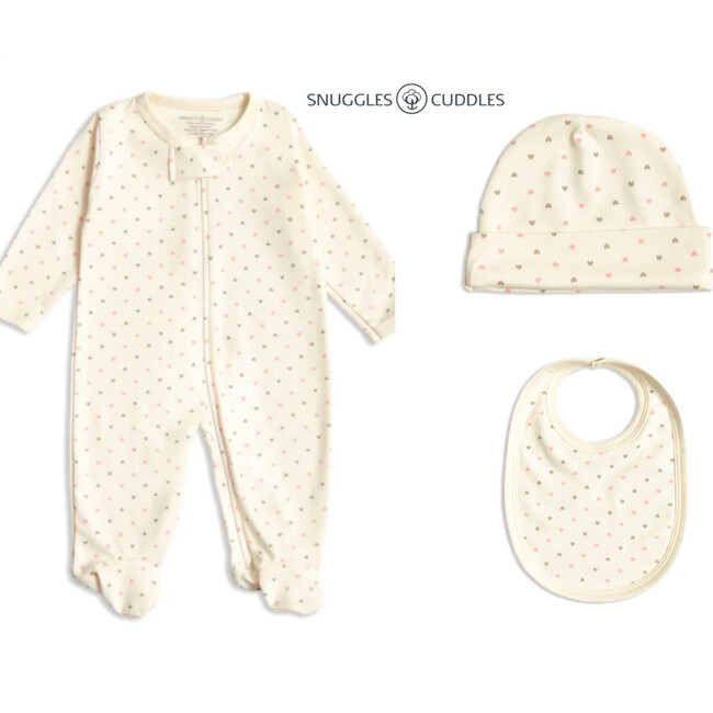 Hearts Print Basic Baby Take Me Home Gift Box, Set of 3