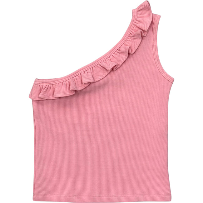 One-Shoulder Ribbed Tank Carnation Pink
