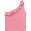 One-Shoulder Ribbed Tank Carnation Pink - Tank Tops - 1 - thumbnail