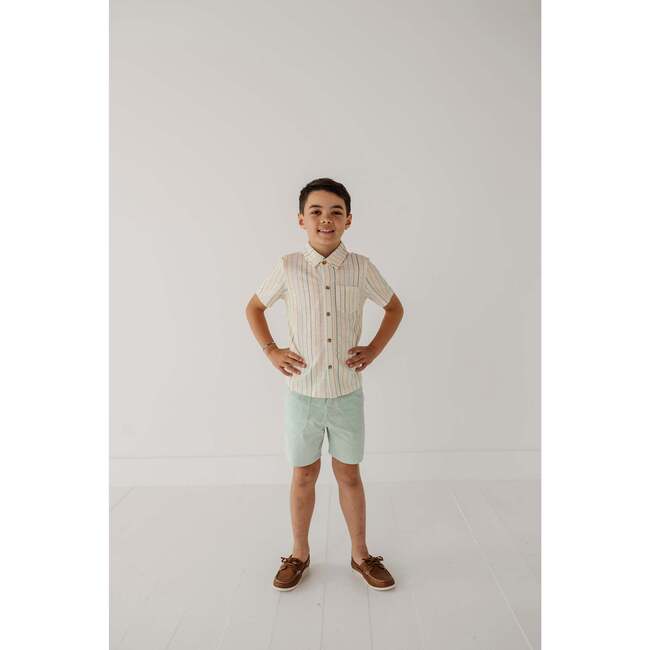 Boy's Collar Button Shirt Vintage Rainbow Stripe