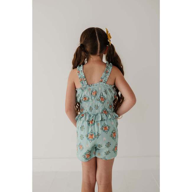 Ruffle Strap Shorts Romper Medallion Boho