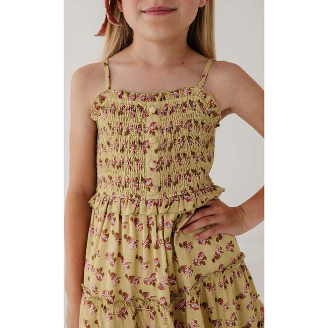 Smock Button Front Tiered Dress Rose Border - Dresses - 3